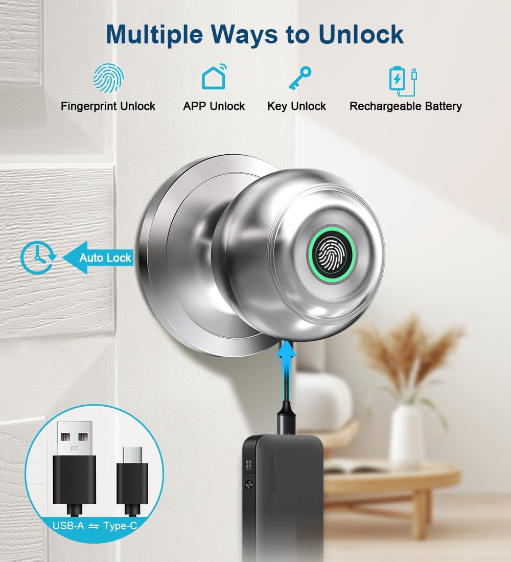 Smart Fingerprint Door Knob